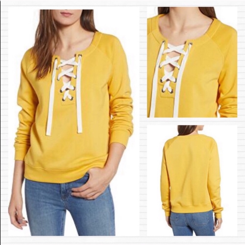Rebecca Minkoff New Yellow Tie Up Sweatshirt XS - Picture 3 of 9